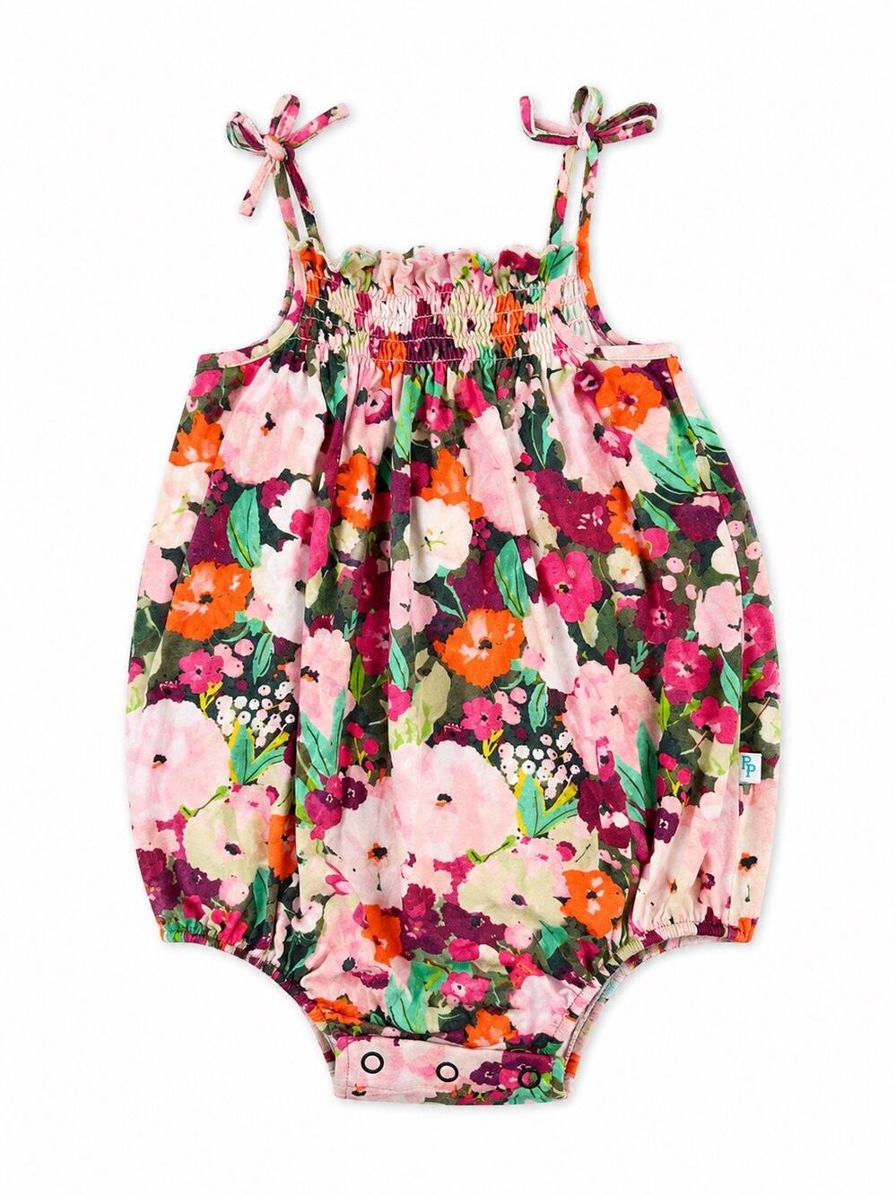 Posh Peanut Hadley Floral Bubble Romper - 12-18M Pink